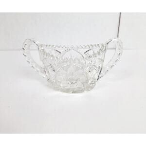 Antique American Brilliant Cut Crystal Double Handled Open Sugar Bowl